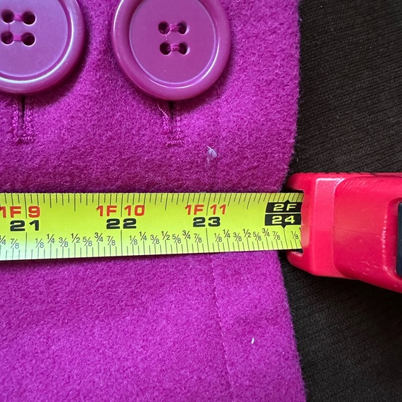 Metrostyle  Pink Pea Coat. Doublee Breasted. Large Cuffed & Buttons Sleeve Sz 8 - Picture 13 of 15